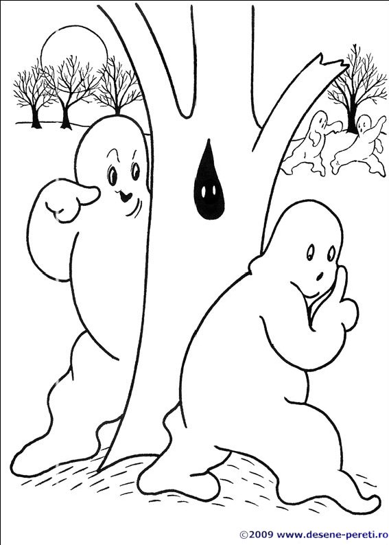 Halloween desene de colorat fantome bantuie